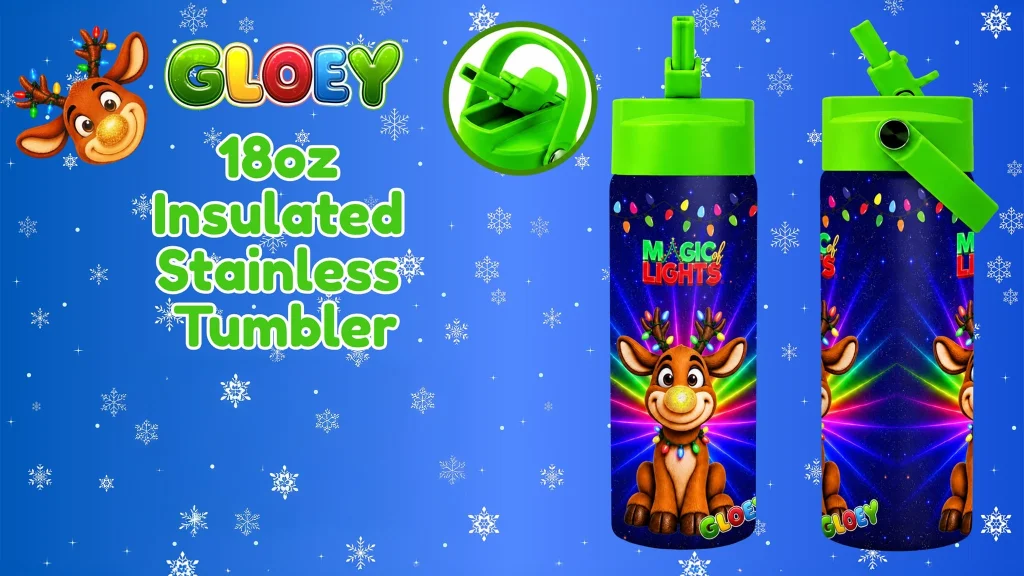 Magic Of Lights: Gloey-mugg med lock för barn, 18 oz – detta är INTE en evenemangsbiljett