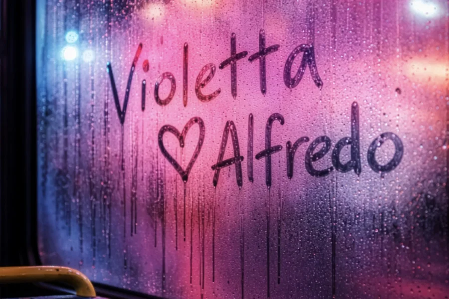 Violetta tar bussen