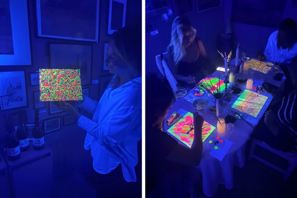 Neon Brush Sip & Paint för två