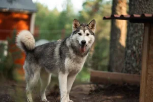 Huskyvandring med lägereld nära Skellefteå