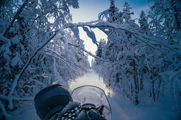 Kiruna: Snöskoterexpedition i den djupa taigan med lunch vid lägerelden