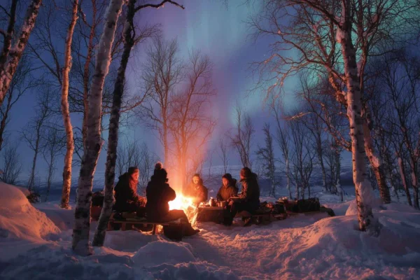 Abisko: Privat norrskenskväll och svensk glögg-snöskovandring.